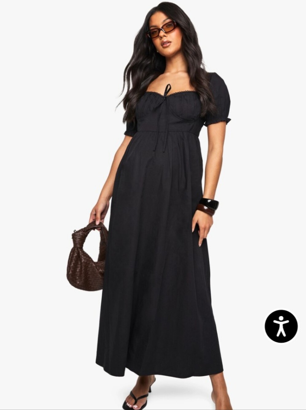 Maternity Cotton Milkmaid Midaxi Skater Dress